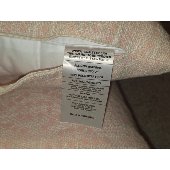 Set of 2 Antonio Salgado 20x20 Blush Pink Jacquard Throw Pillow Made in Portugal - Picture 4 of 4